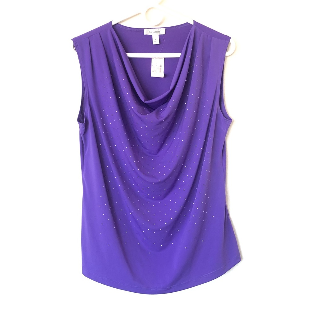 Dress barn Sequin Purple Scoop Neck Blouse